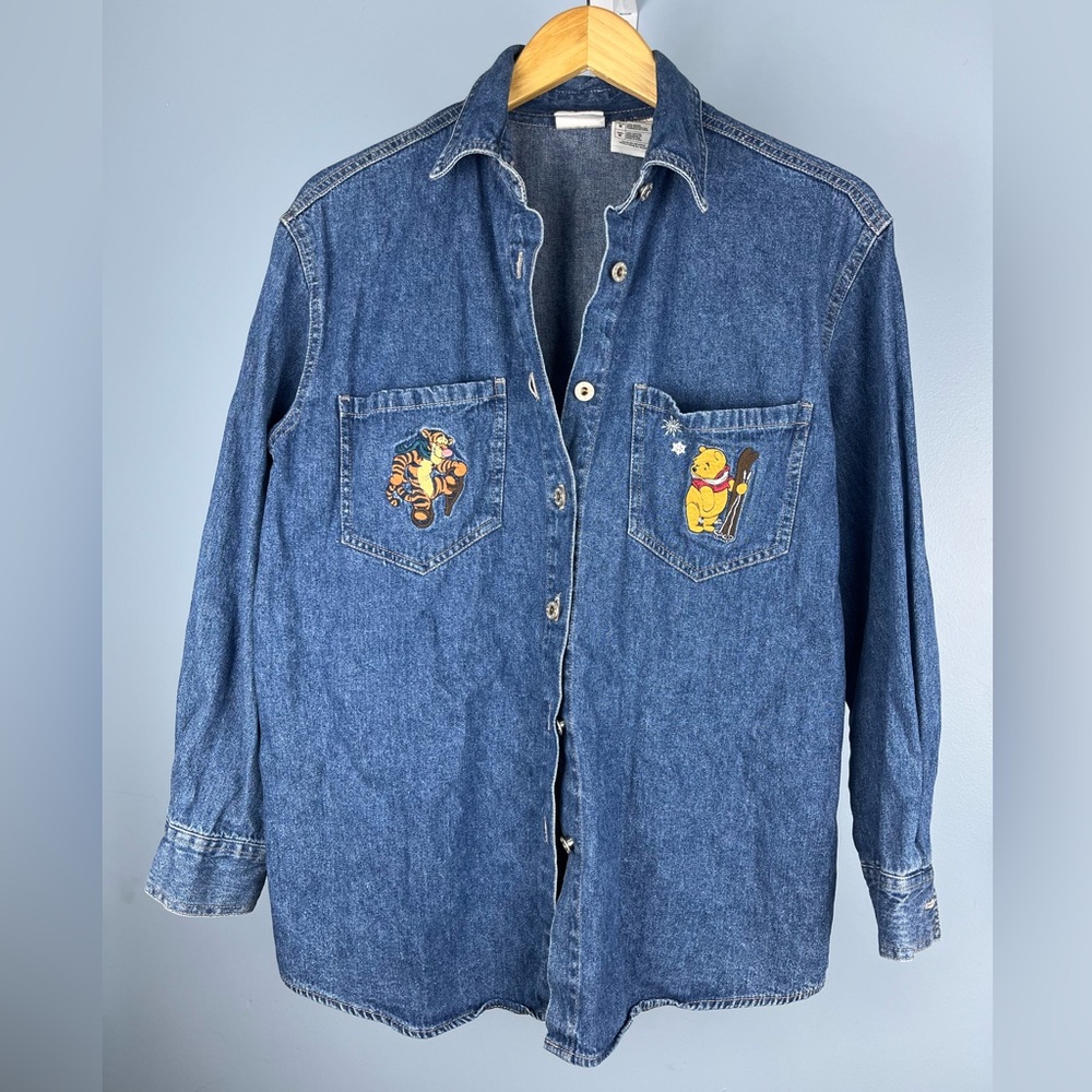 Vintage Disney denim long sleeve button down top